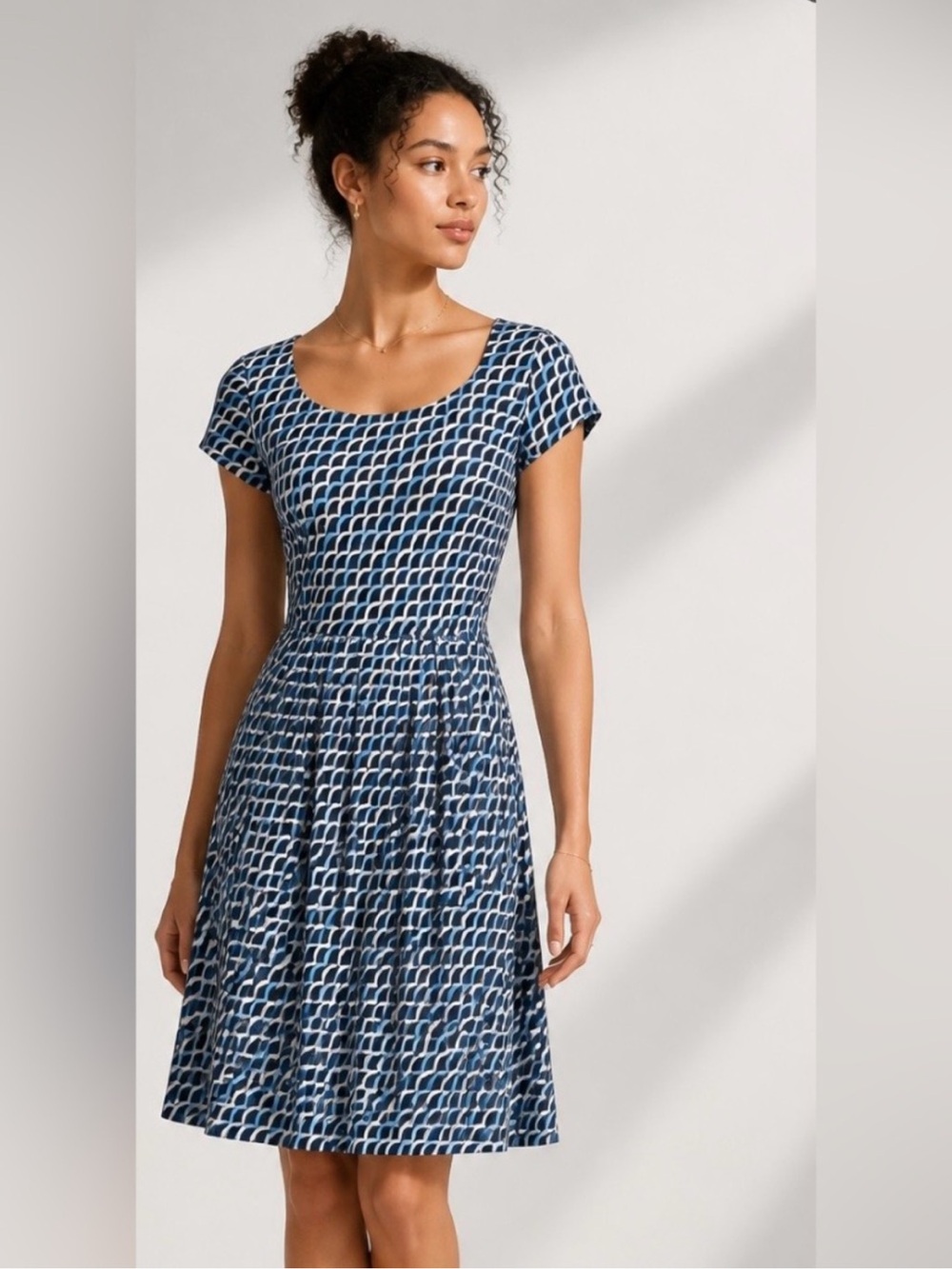 J. McLaughlin Blue Geometric Emma Catalina Cloth Dress Small
